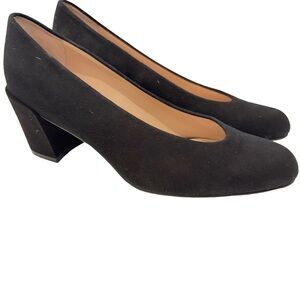 Stuart Weitzman Women’s Suede Pumps Black Block Heel Sz 7M NEW